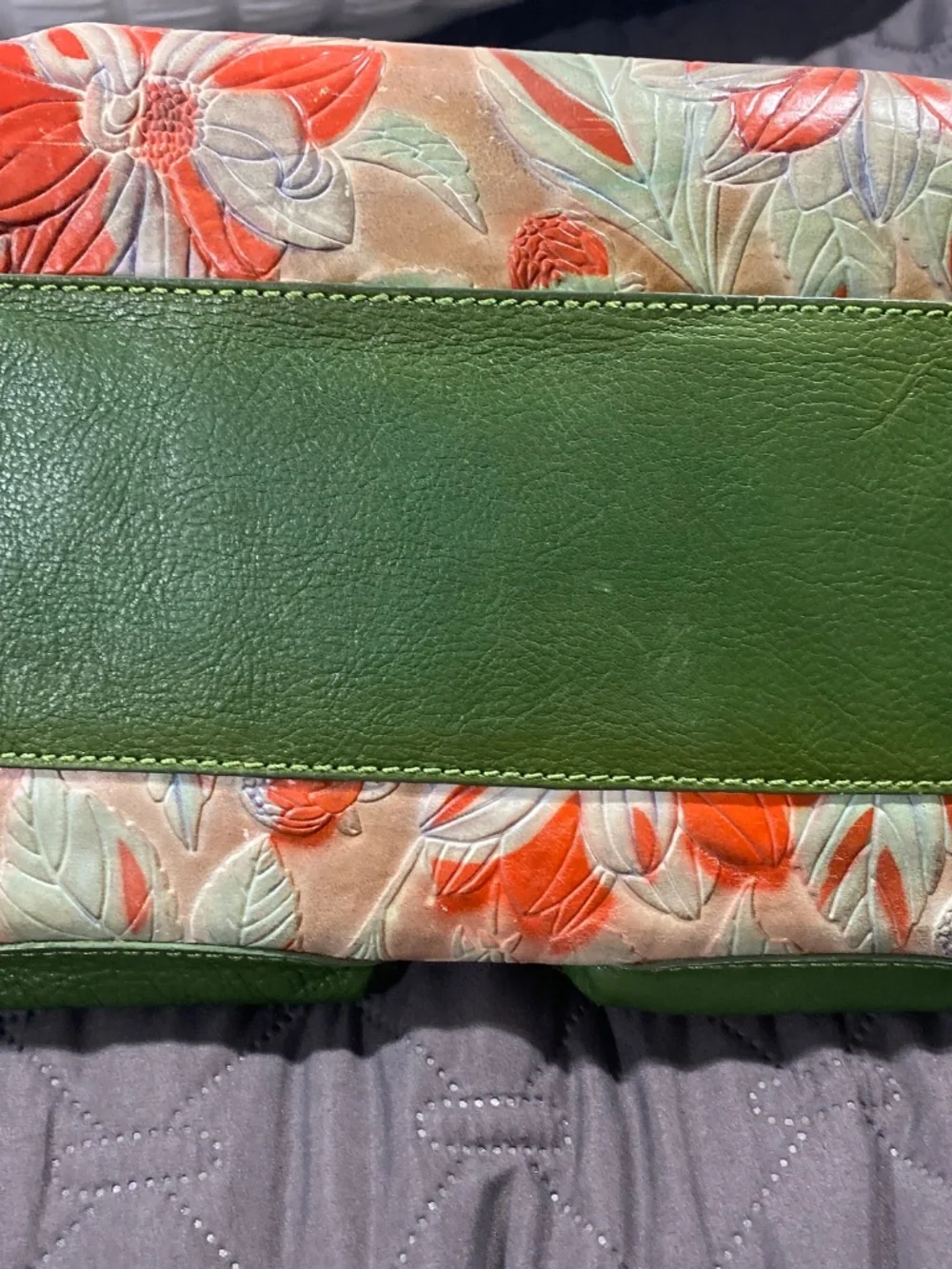 Isabella Fiore Floral Leather Whipstitch Satchel Bag Y2K